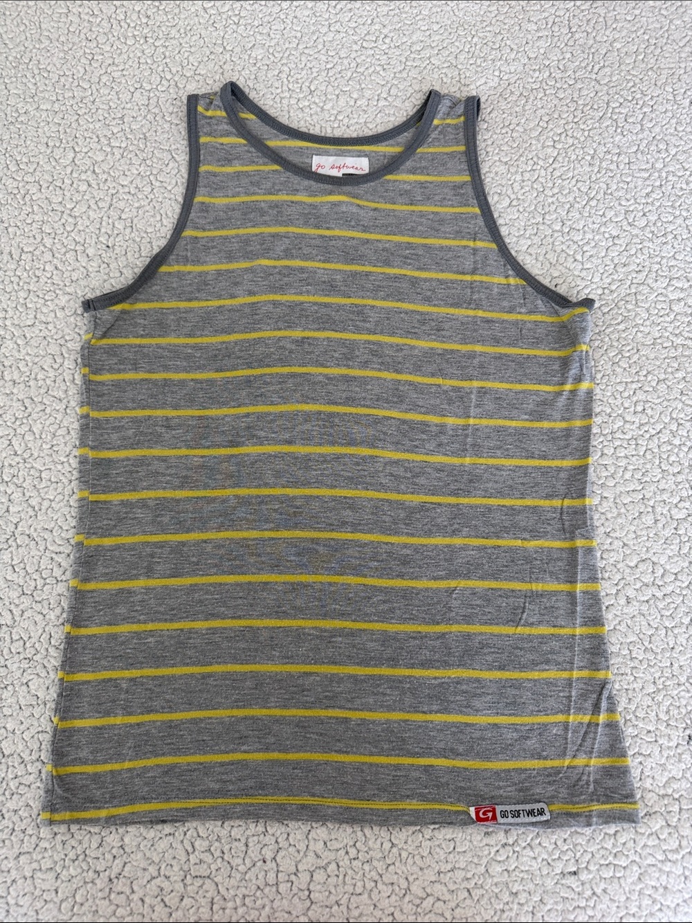 Men's Grey & Yellow Striped Tank Top